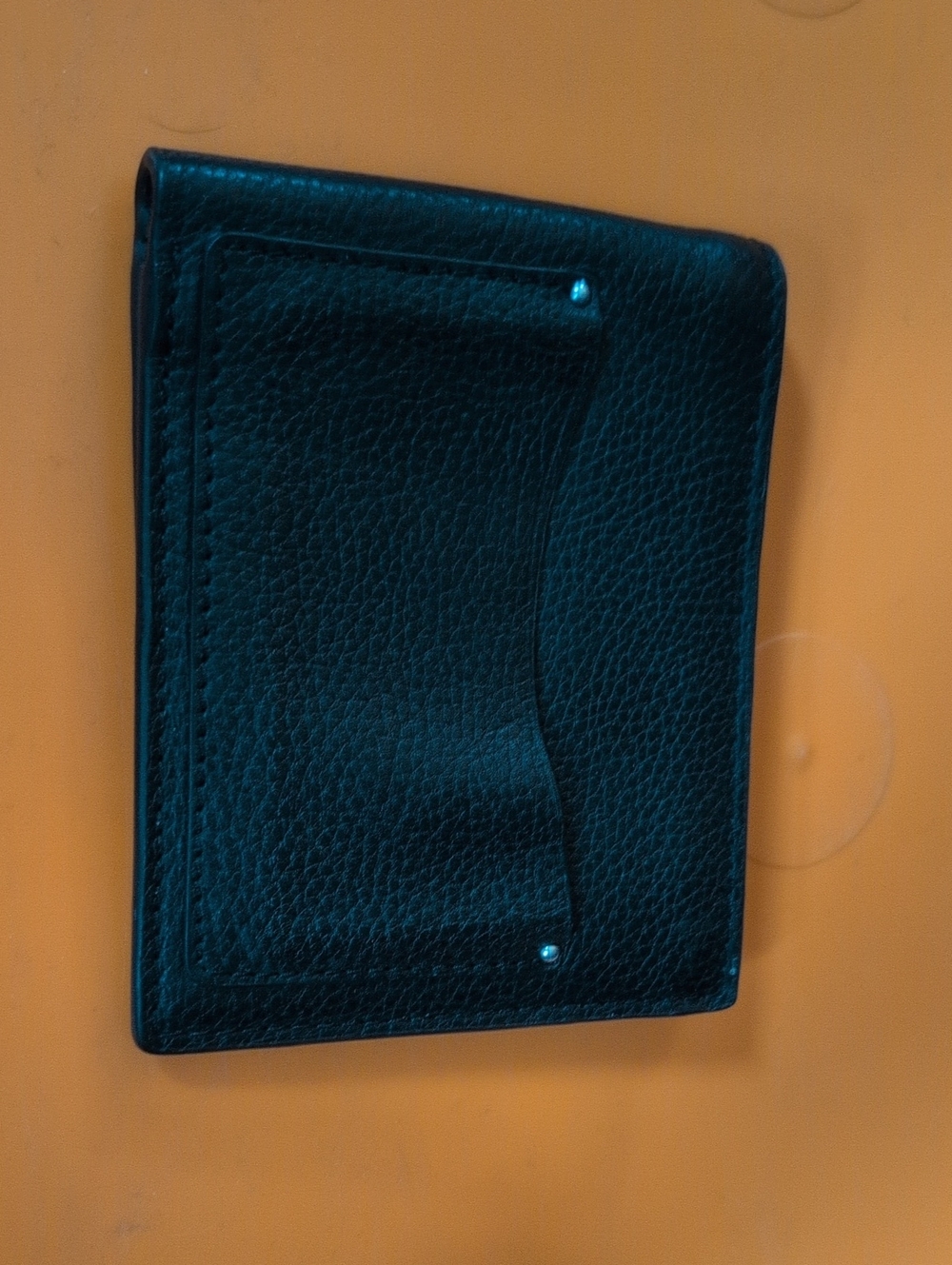 Fossil Black Leather Money Clip Wallet with Pebbled Texture